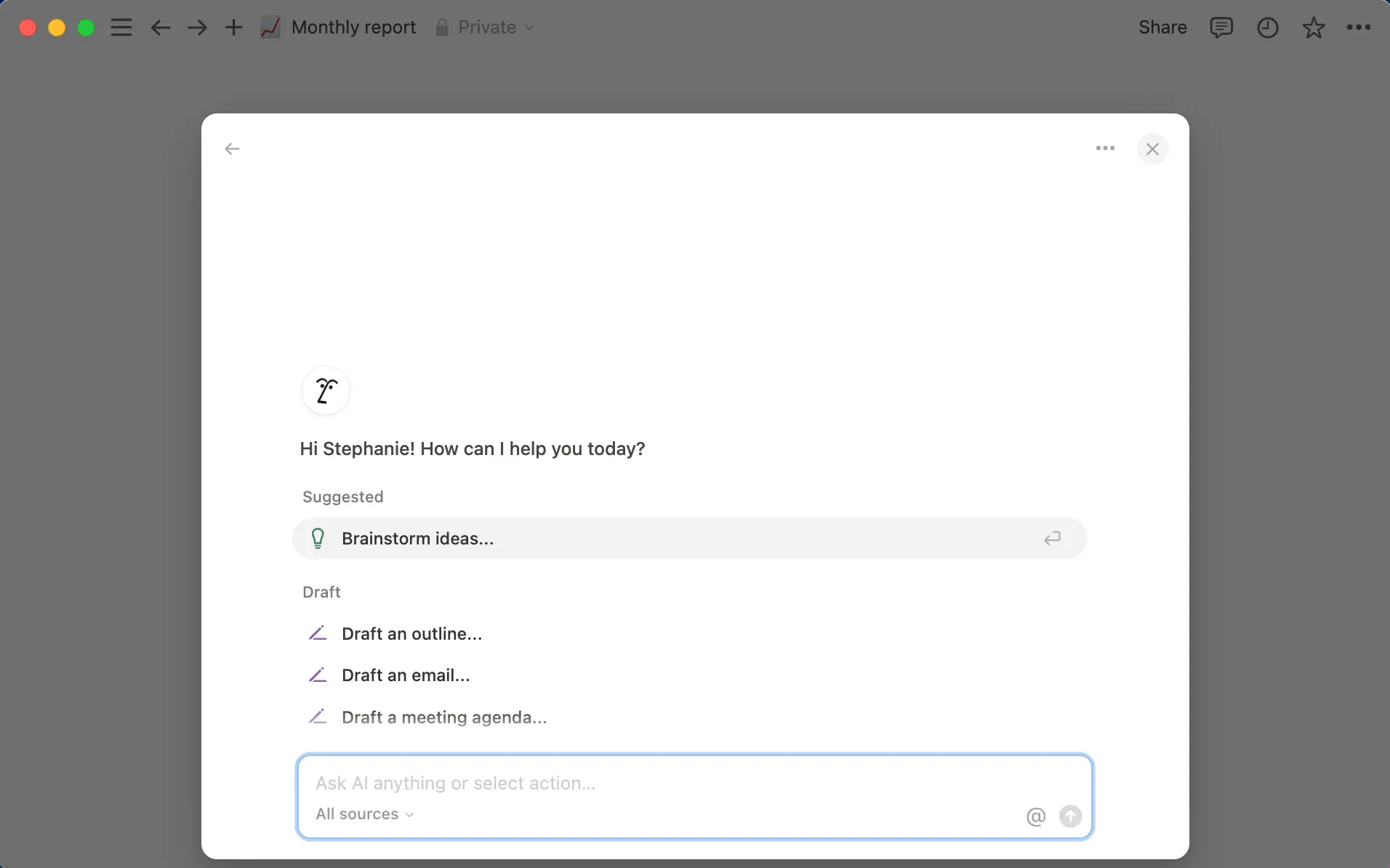 Buka Notion AI secara instan dengan pintasan keyboard: Shift+Cmd+J (Mac) atau Shift+Ctrl+J (Windows)