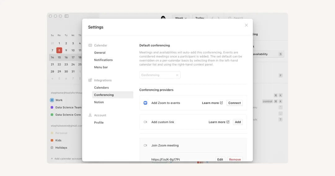 Notion Calendar connections & API