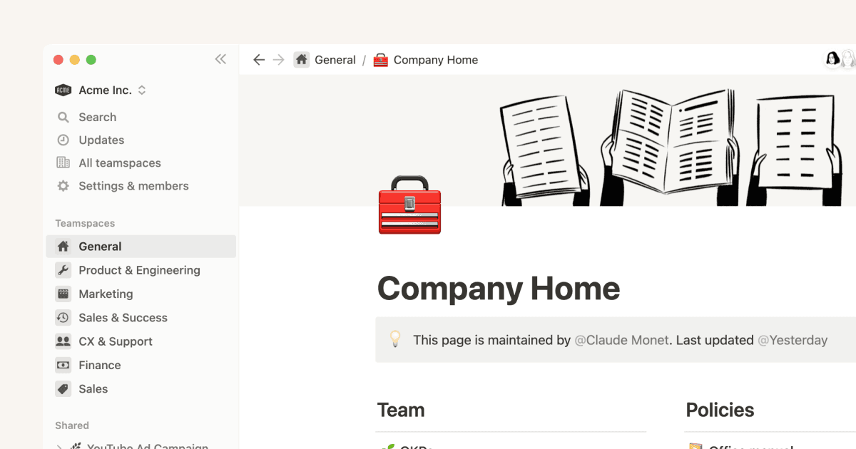 Explora, únete y crea espacios de equipo