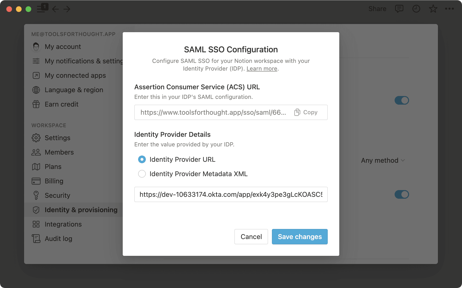 Configuración de SSO de SAML