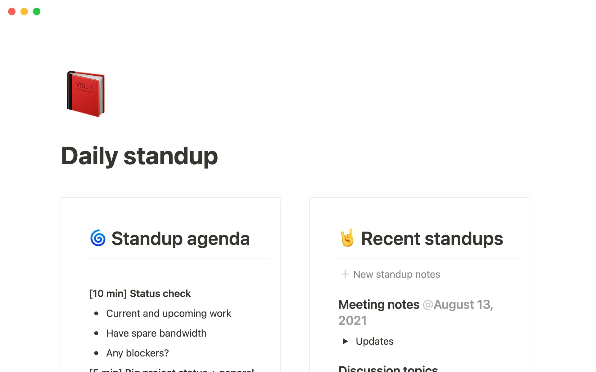 Templat rapat singkat harian