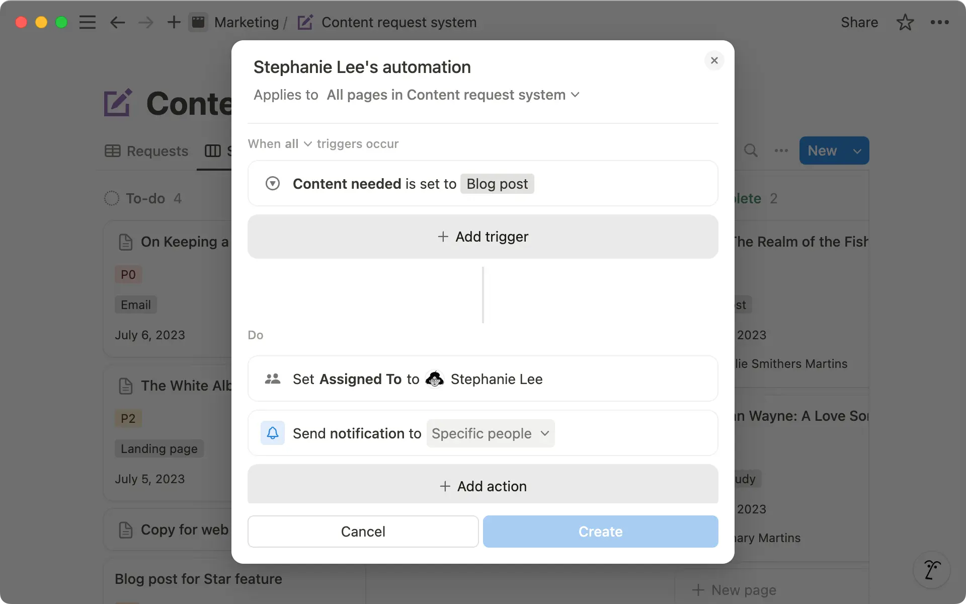 Usa las automatizaciones para asignar automáticamente tareas específicas cuando se rellena un formulario