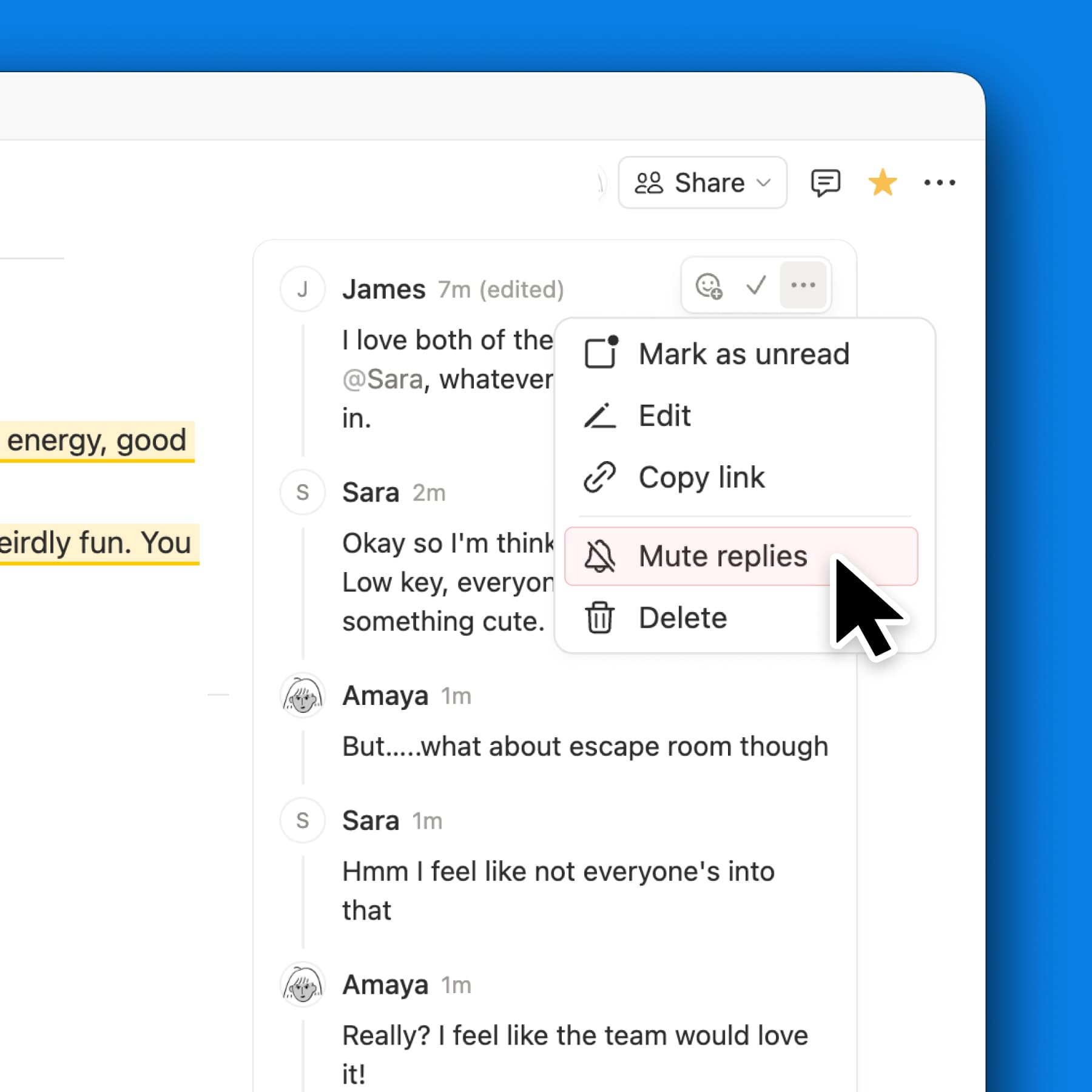 إيقاف تلقي الردود على المناقشات