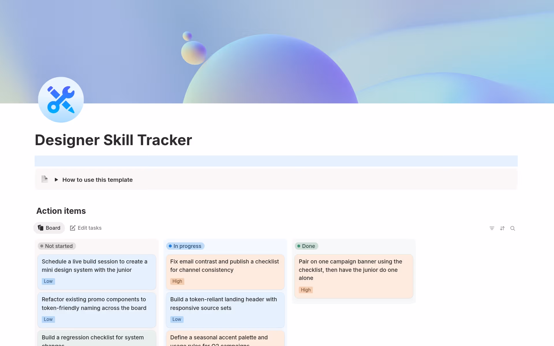 Captura de pantalla de la colección Systems to build your best self de Notion