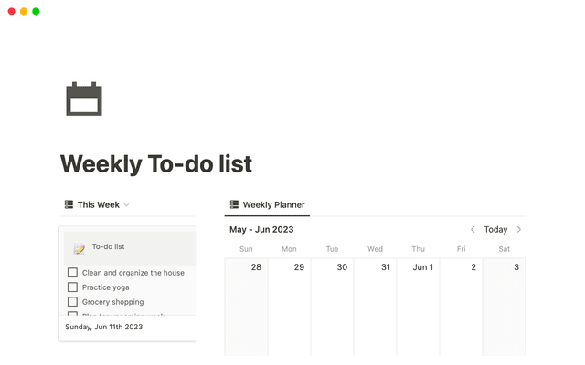 Weekly To-do list