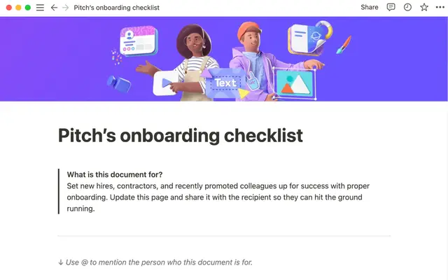 Pitchโs onboarding checklist