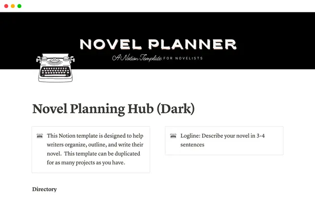 Novel Planner in Notion